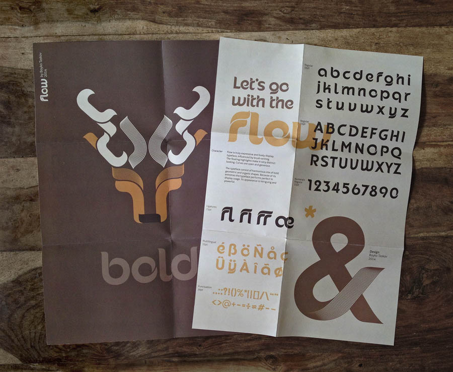 Typeface design and promotional material for Flow
