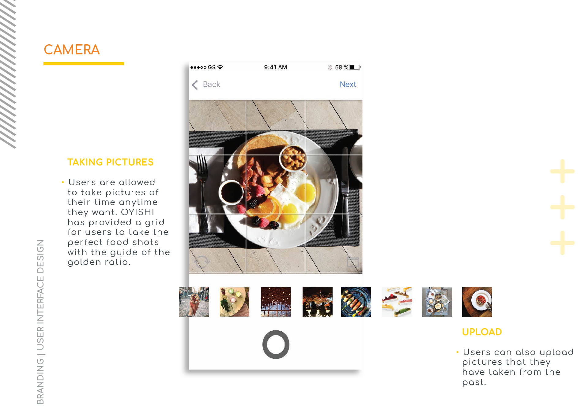 Brand and app design for Oyishi enabling you to find new places to dine and photograph
