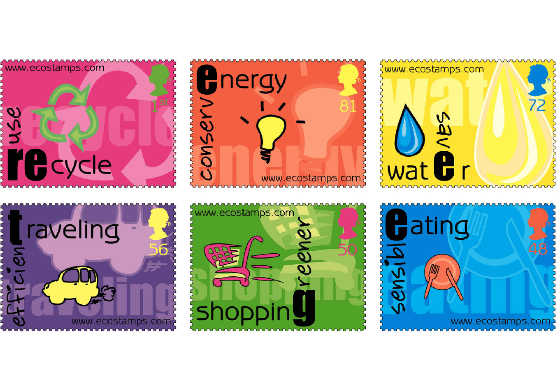 Stamp design for the Royal Mail, promoting energy conservation and alternate sources of energy