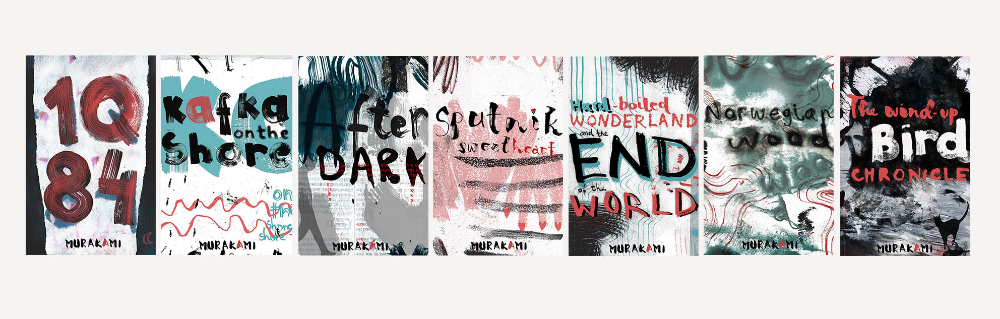 A series of book cover designs for Haruki Murakami