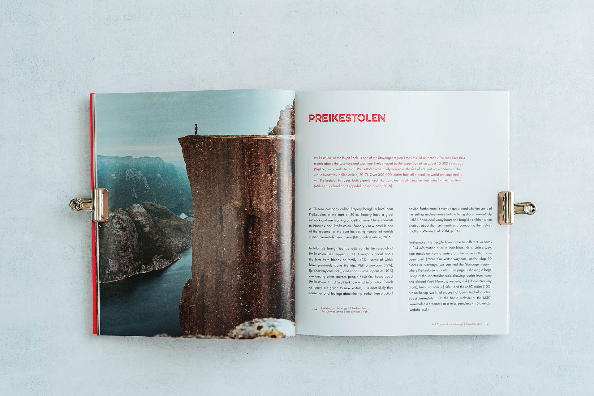 Chapter design on Preikestolen one of the most visited mountain destinations in Norway