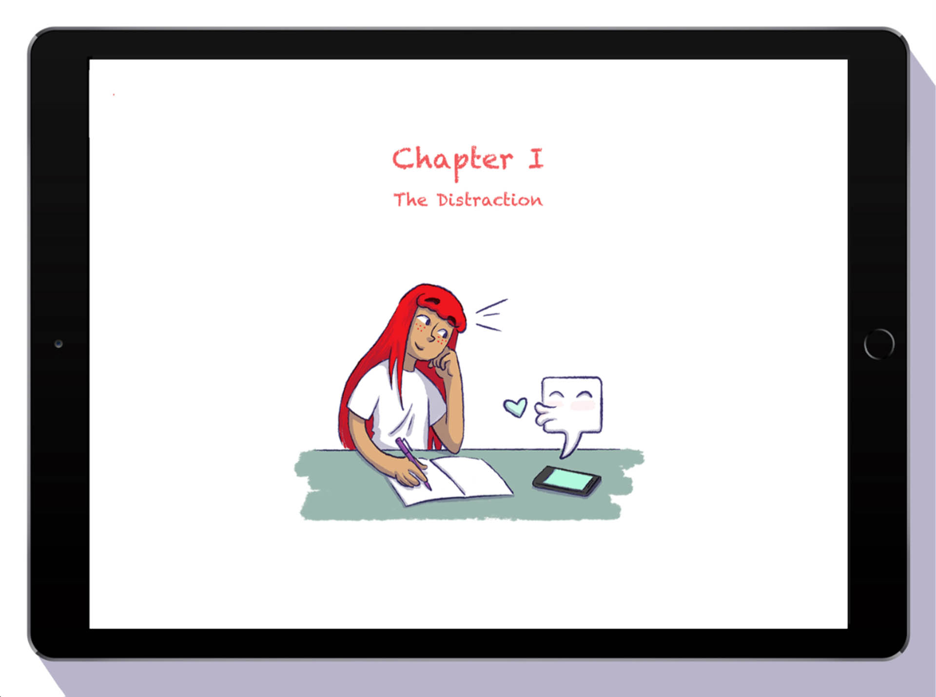PMock-up of the interactive graphic novel with navigation icons