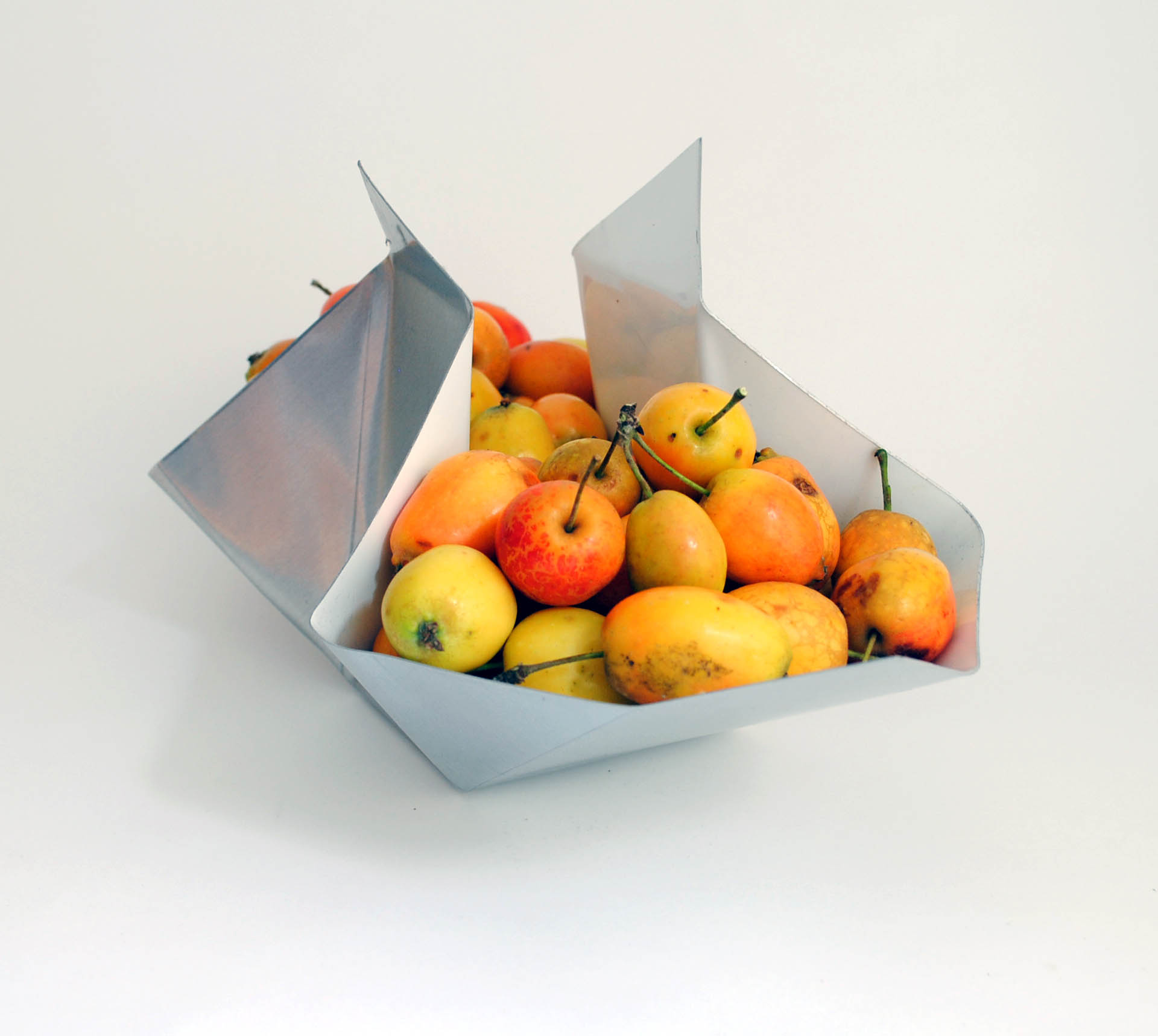 Prototype folded metal fruit bowl